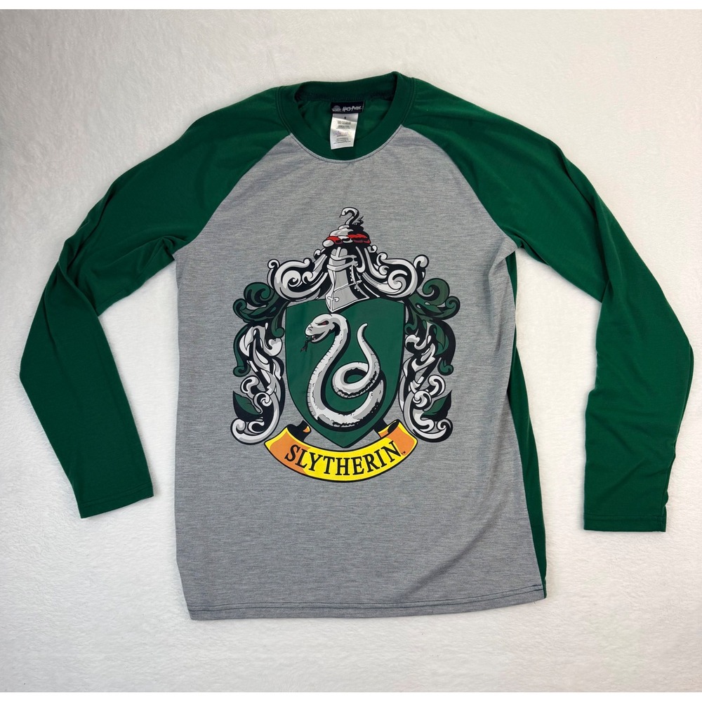 Harry Potter Slytherin Mens Small Raglan Long Sleeve Shirt‎ Gray Green PJammy